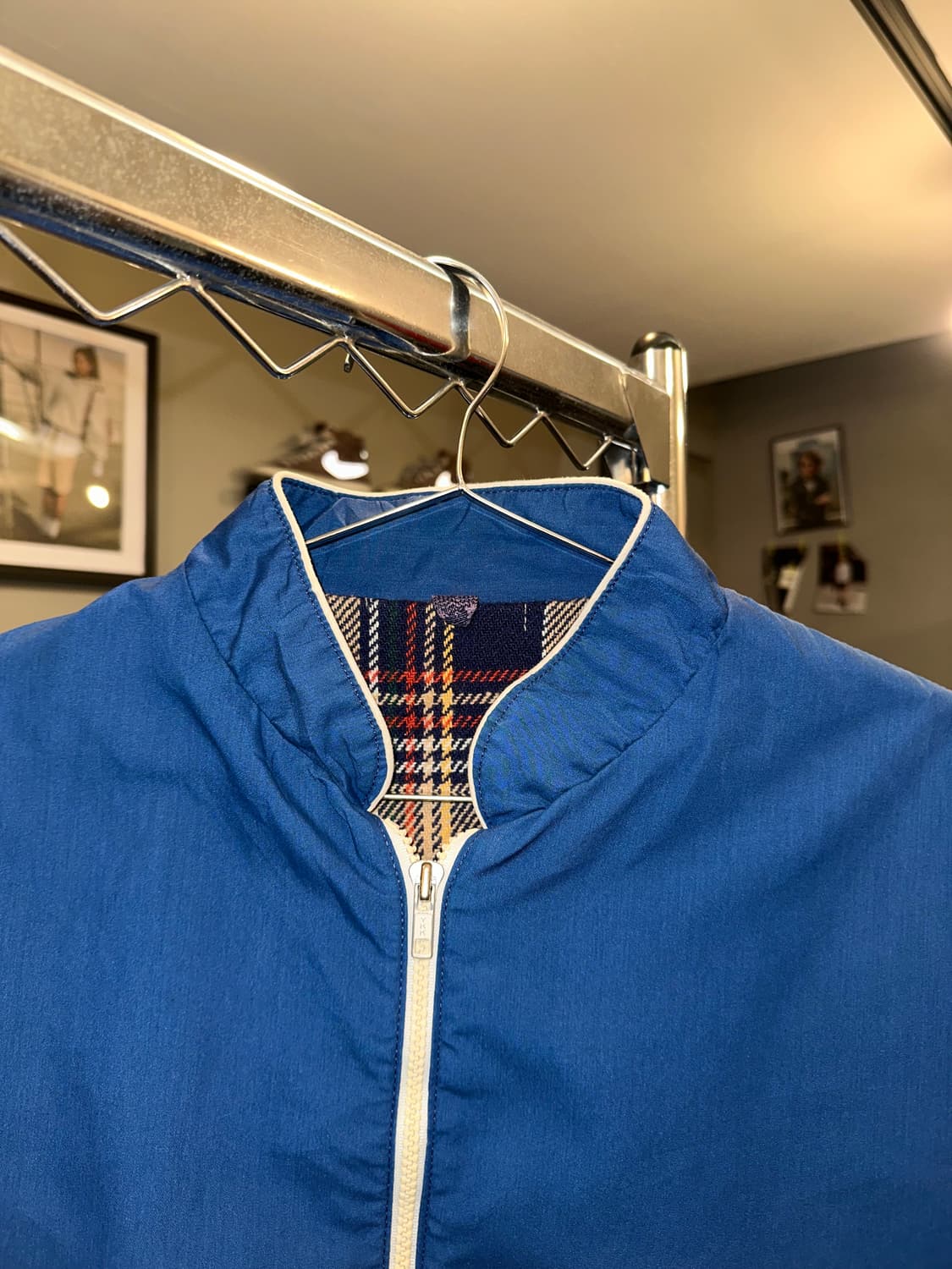 90’s American blue check lining jacket 상품이미지4