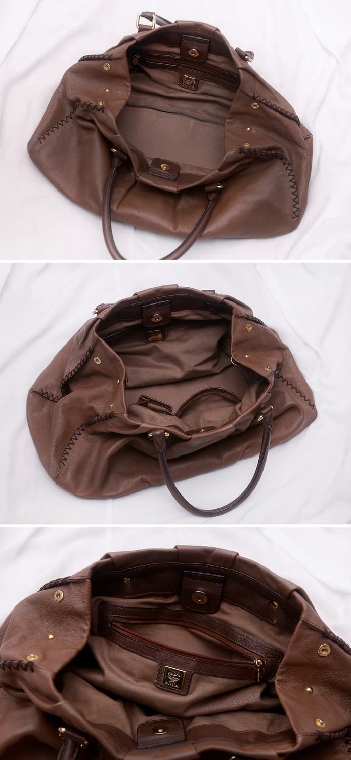 MCM 브라운 카프스킨 셔링 레더 토트백.보스턴백 상품이미지5