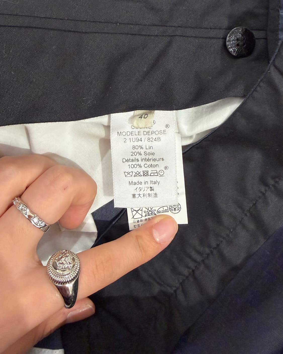 셀린느 네이비그레이 코튼 린넨 와이드 팬츠  상품이미지9