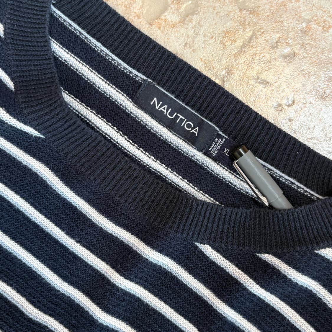 [XL] Nautica stripe navy cotton knit 상품이미지3
