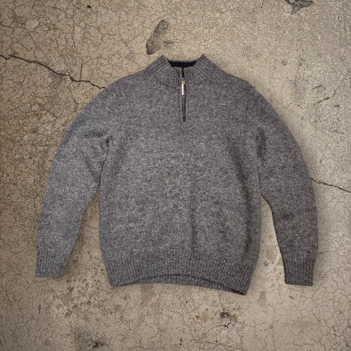 90s L.L.Bean 셔틀랜드 울100% 쿼터집 엘보패치 스웨터 상품이미지1