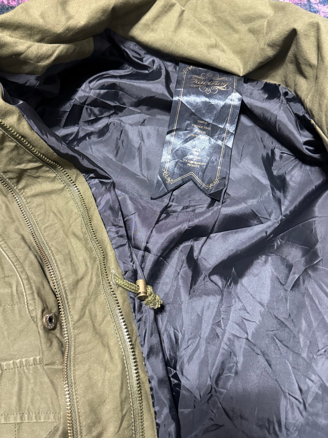 투지퍼 하이넥 카키 야상 상품이미지6