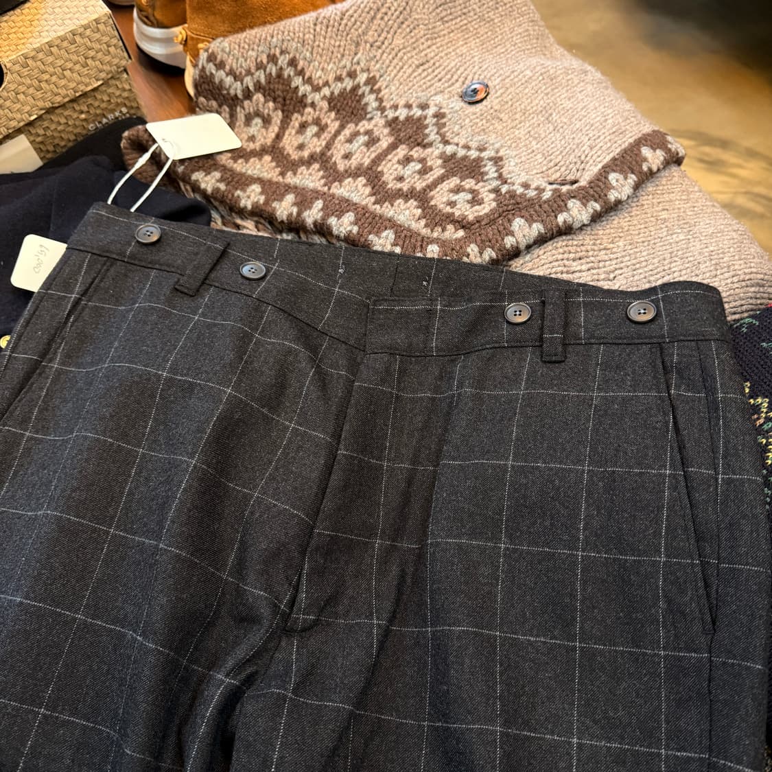 위어도 울 혼방 스퀘어패턴 아메리칸 캐주얼 아메카지 슬랙스 xl 36 상품이미지5