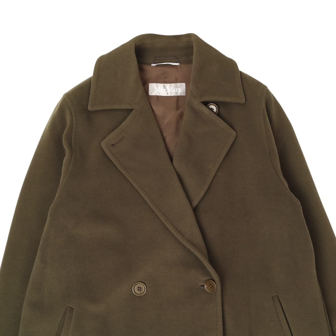 막스마라 카키 라펠카라 울 롱 코트 상품이미지2