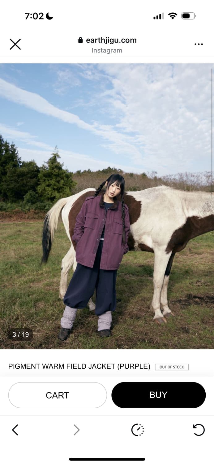 earthjigu 어스지구 피그먼트 웜 필드 자켓 퍼플 새상품 상품이미지2