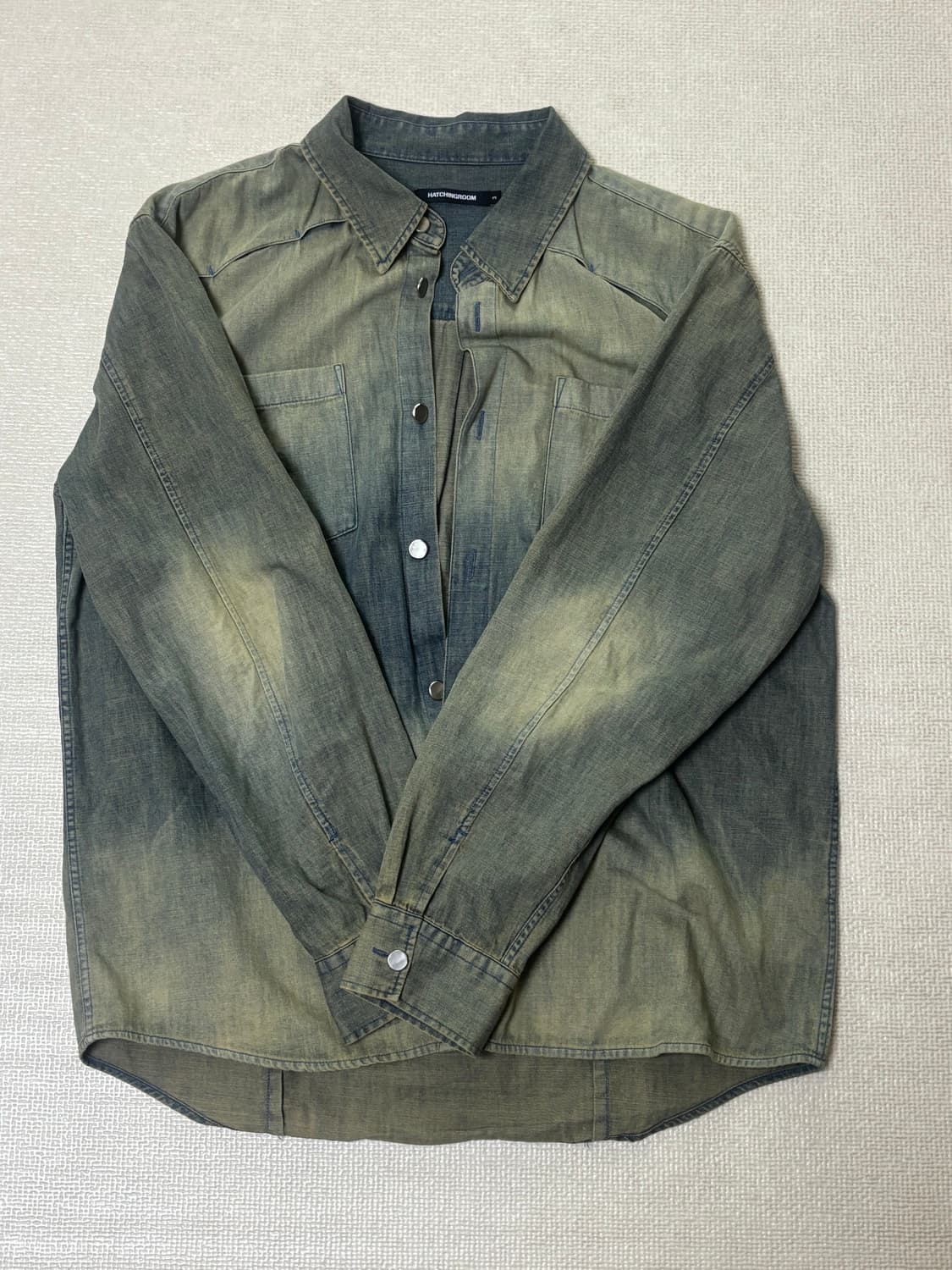 Vented Denim Shirt Long Washed DustyBlue 상품이미지3