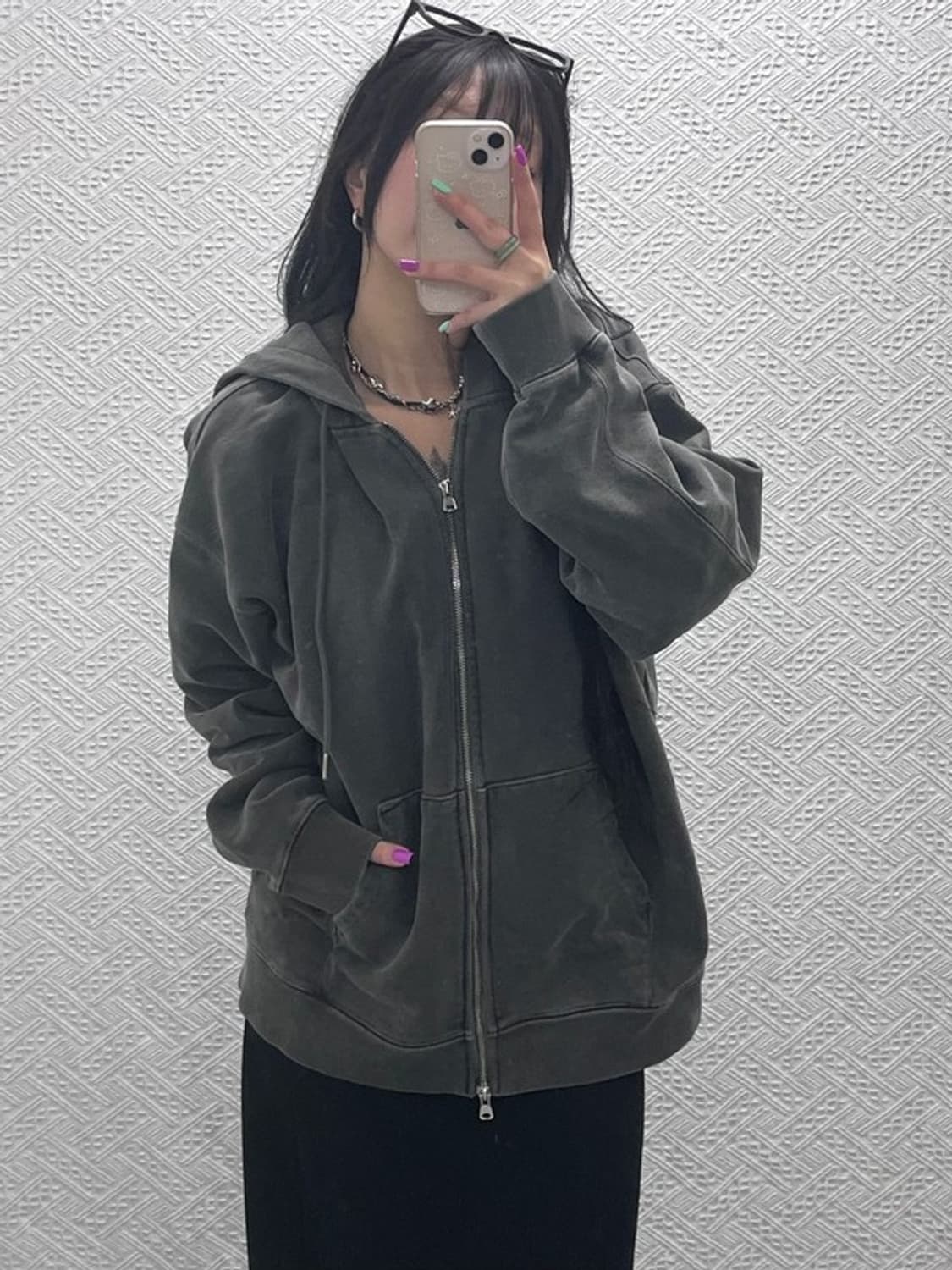 소버먼트 빈티지 피그먼트 오버핏 후드집업 XL C07159 상품이미지2