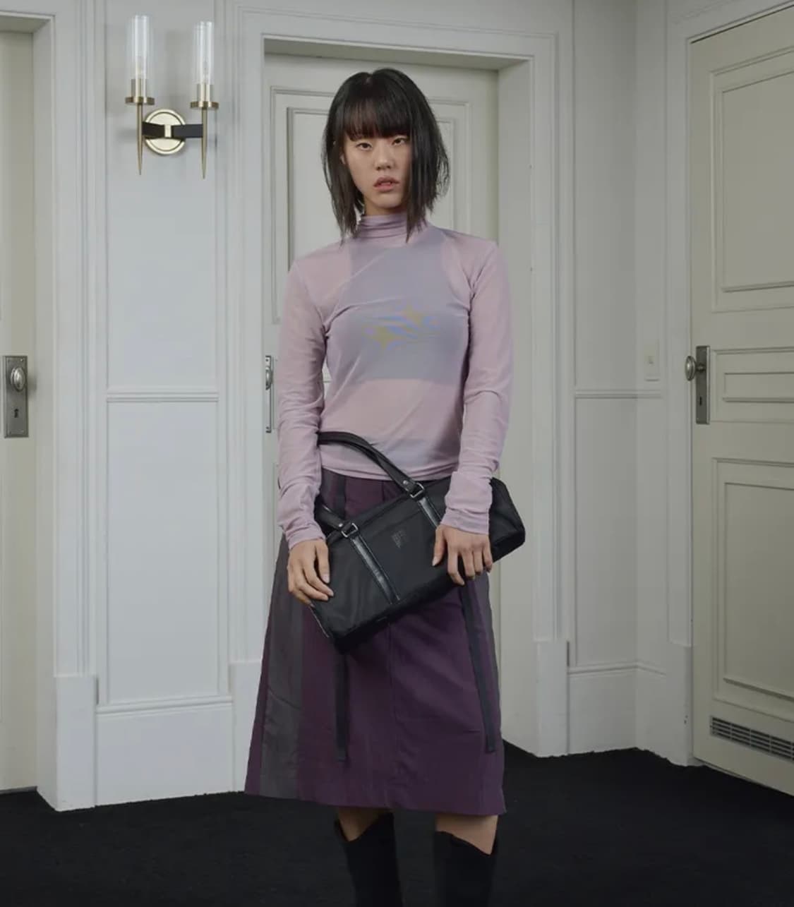 우화 WRINKLE MESH TURTLENECK PURPLE 상품이미지1