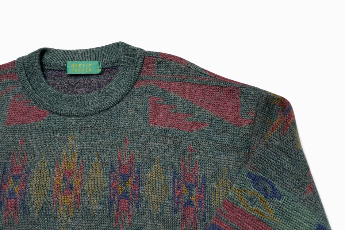 JPN 90s~00s 일본 빈티지 아놀드파머 에스닉 보헤미안 패턴 울니트 상품이미지3