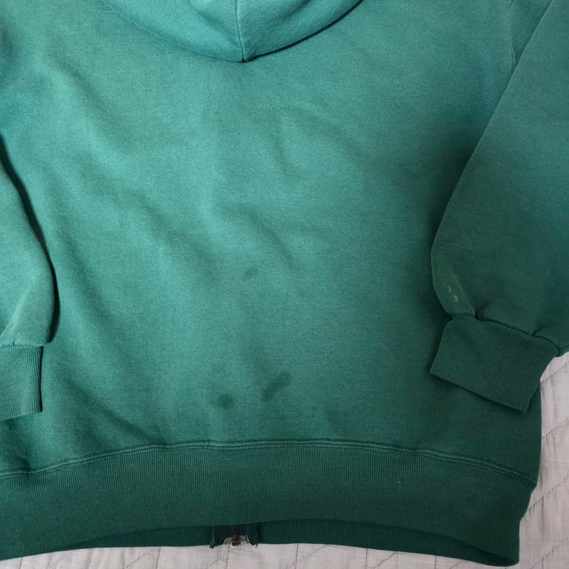 [L] 90s USA 빈티지 러셀 애슬레틱 후드집업 그린 ver. 스테인 상품이미지4