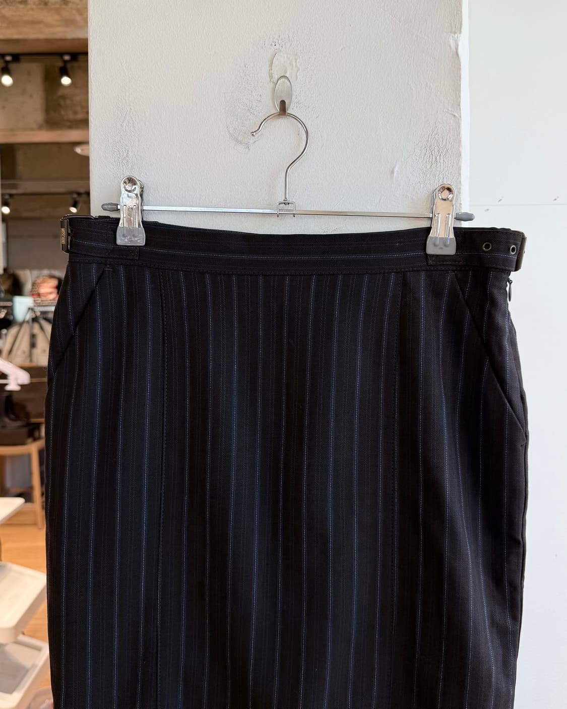 모스키노 진스 브라운 스트라이프 버클 미디스커트 상품이미지3