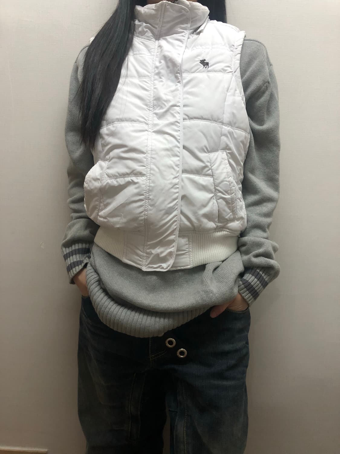 빈티지 아베크롬비 화이트 패딩 베스트 상품이미지3