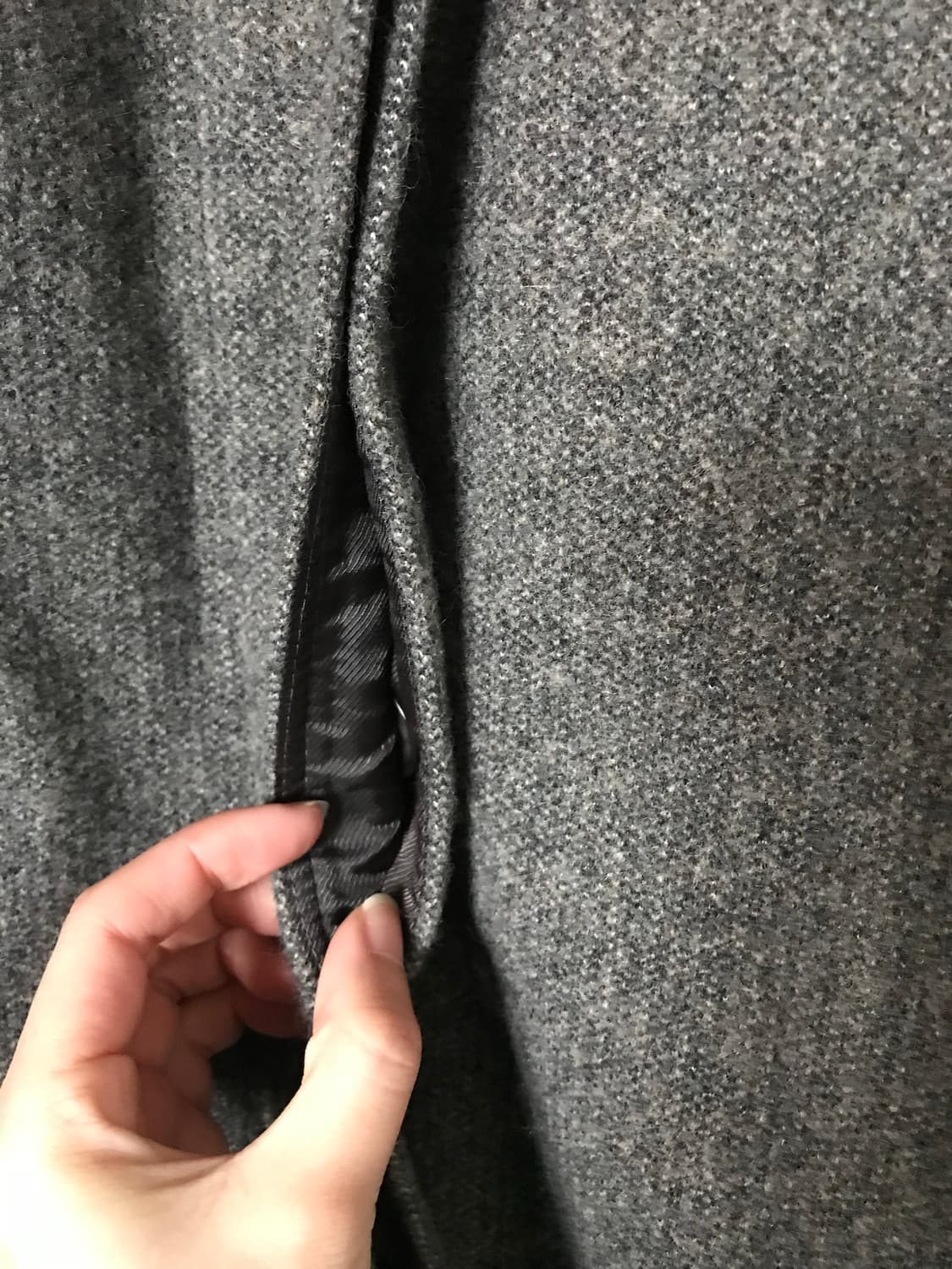 해링본울 차콜브라운 롱코트 상품이미지5