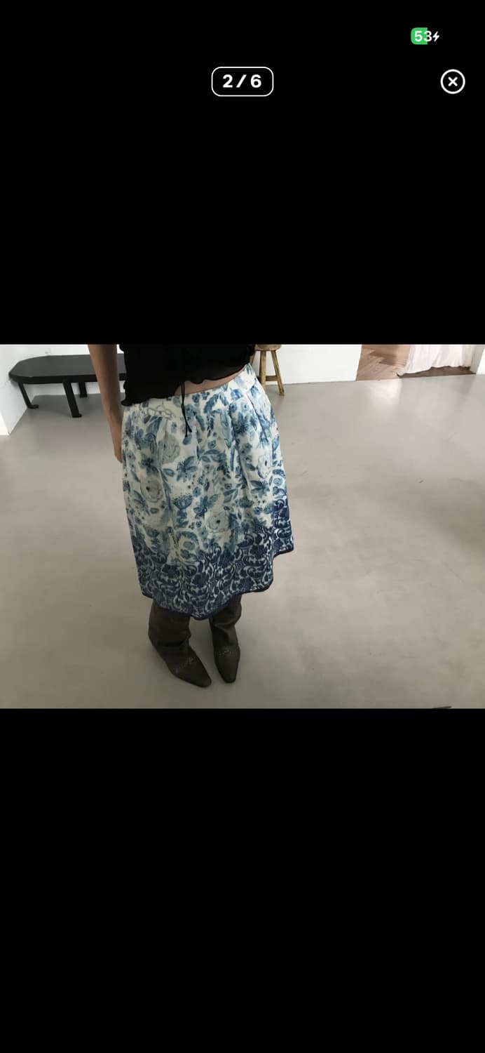 vintage blue pattern skirt 상품이미지2