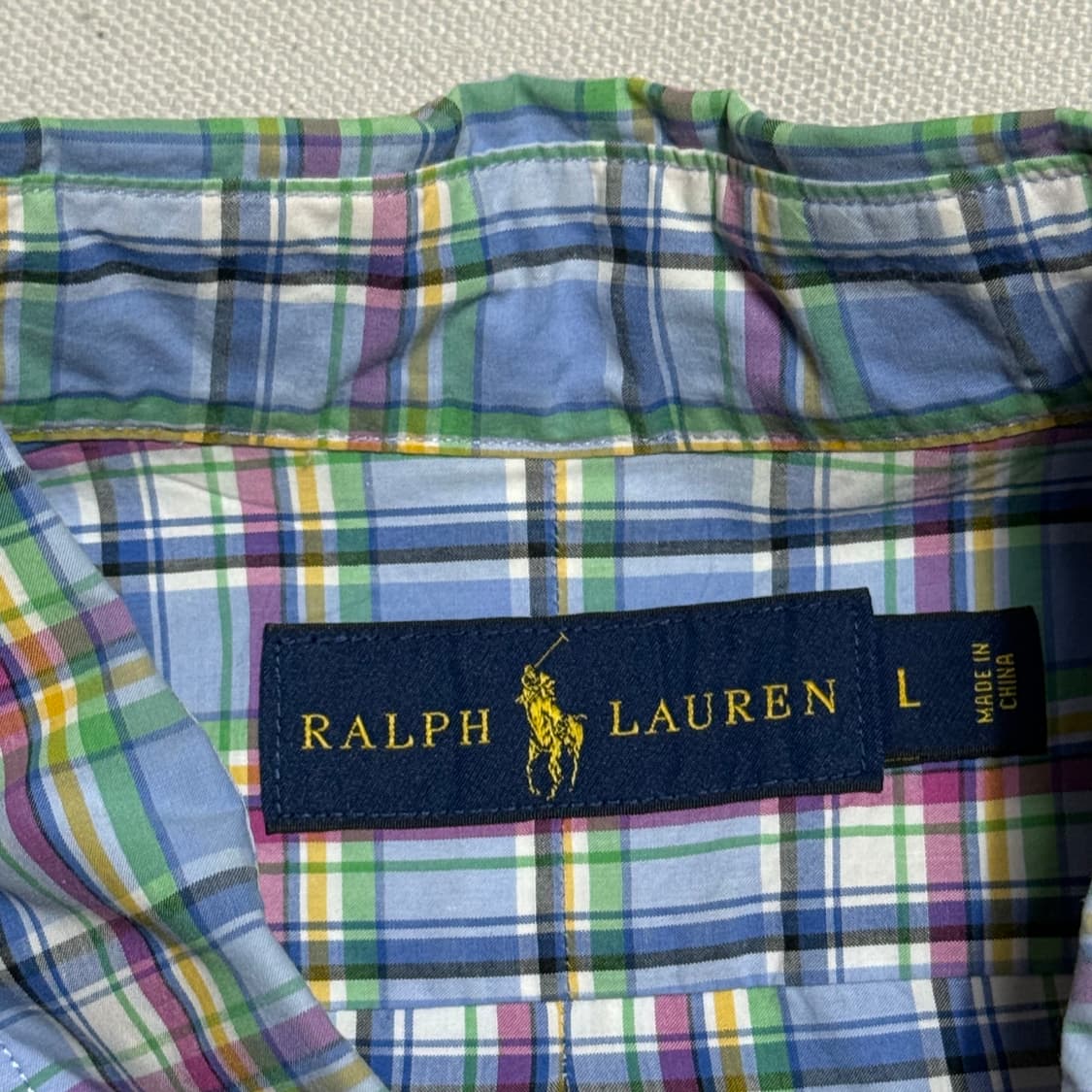 L 폴로랄프로렌 블루 타탄체크 셔츠 상품이미지4