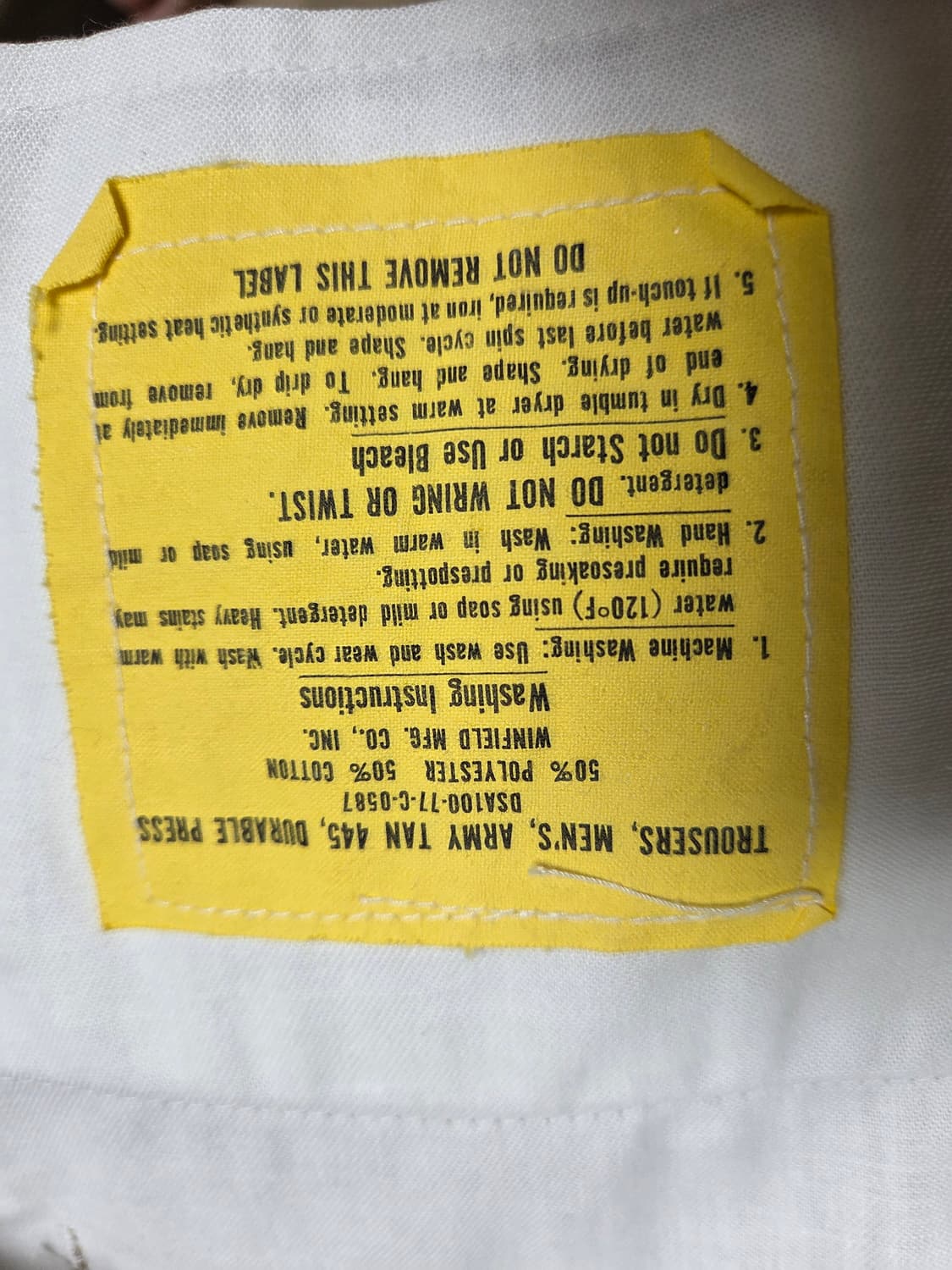 미군 77년도 오피스 팬츠 WINFIELD MFG. CO., INC. 상품이미지6