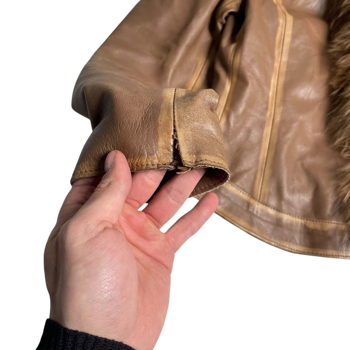 QUBHA 퍼 그라데이션 레더 자켓 (italy made) 상품이미지9