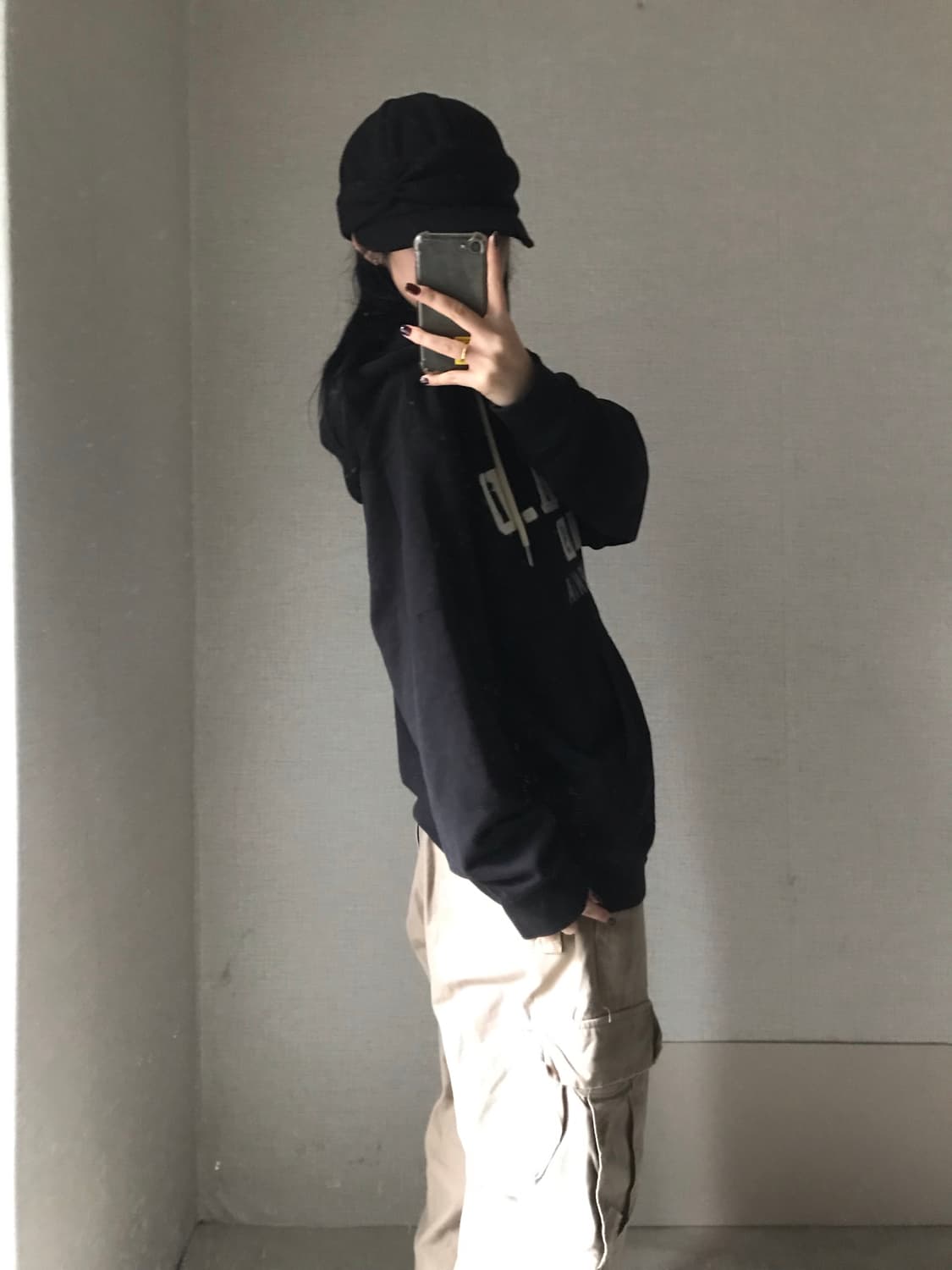 후아유 블랙 오버핏 후드집업 상품이미지3