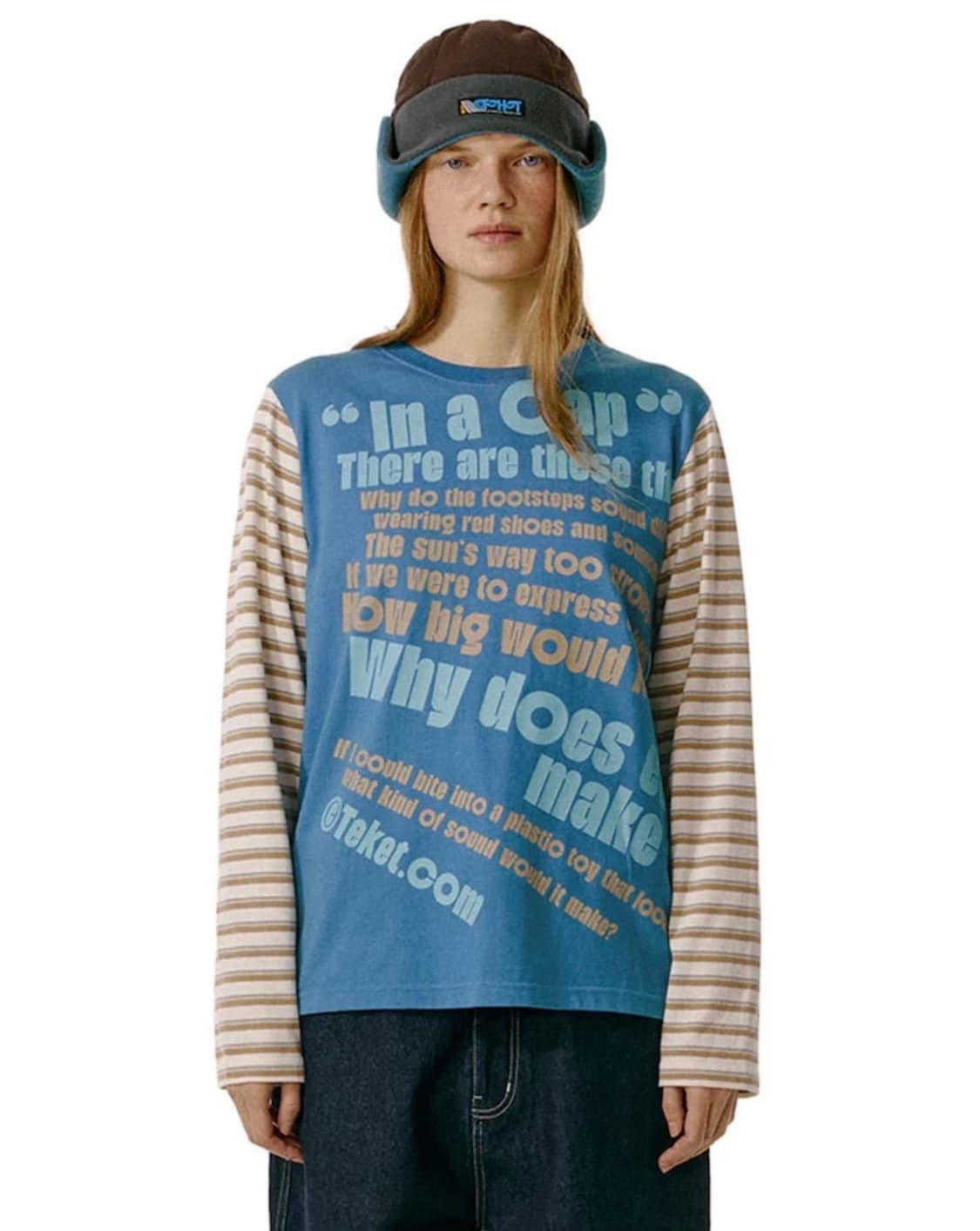테켓 Stripe L/S Tee 스트라이프 롱슬리브 블루 상품이미지1