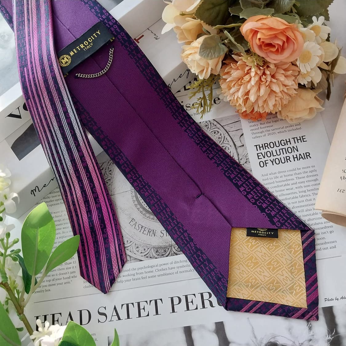 메트로시티 실크 스트라이프 로고 넥타이 8.8cm A+등급 K1452
 상품이미지5