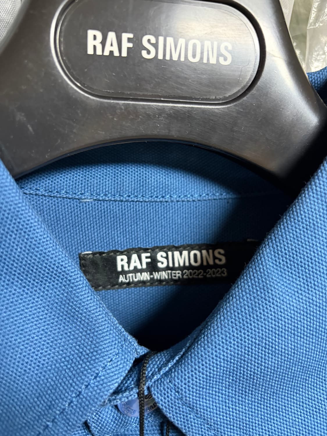 라프시몬스 로고 패치 오버사이즈 데님 셔츠 상품이미지5