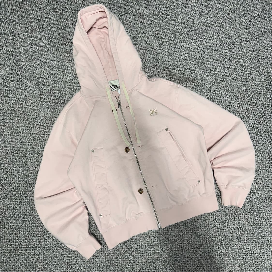 Satur 핑크 크롭 후드집업 상품이미지1