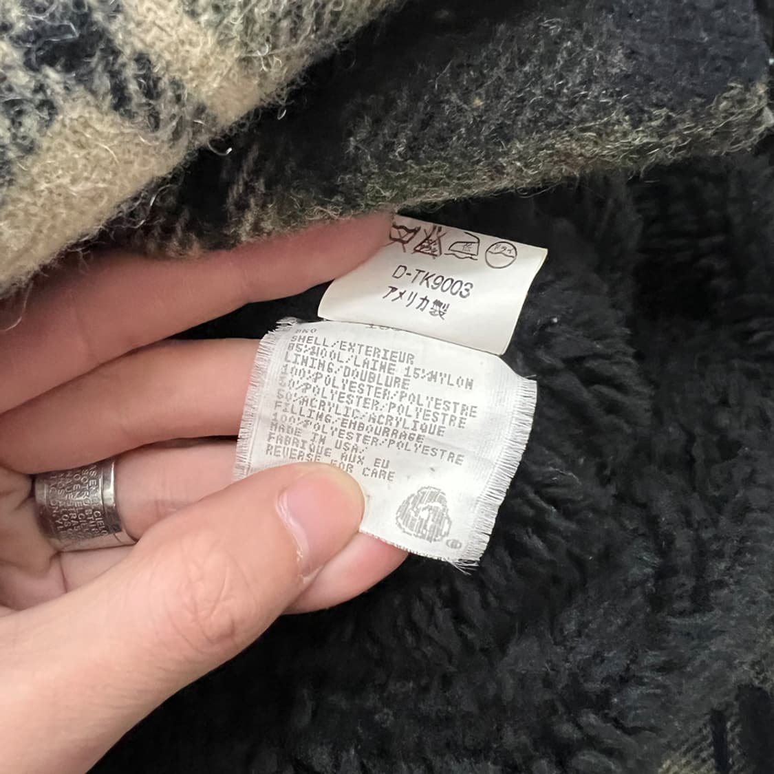 90s USA 울리치 체크 울 블루종 자켓 해외 M 상품이미지4