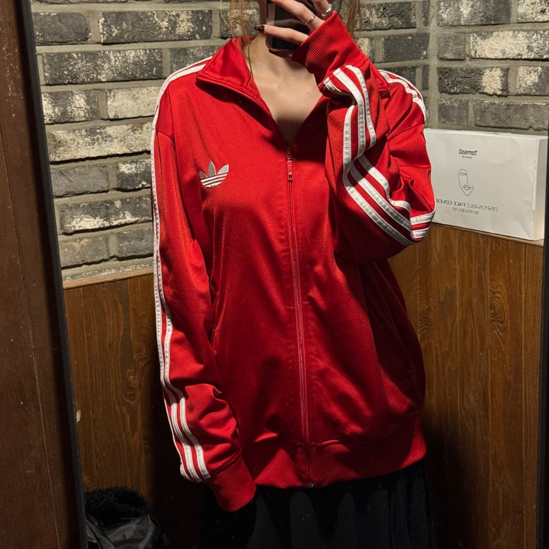 L) 아디다스 파이어버드 삼선 져지 트랙탑 집업 레드 A7 상품이미지9