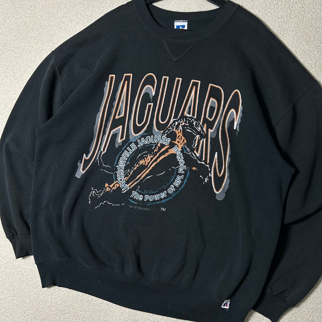  (XL) 90s USA 러셀 잭슨빌 재규어스 스웻 맨투맨 상품이미지2