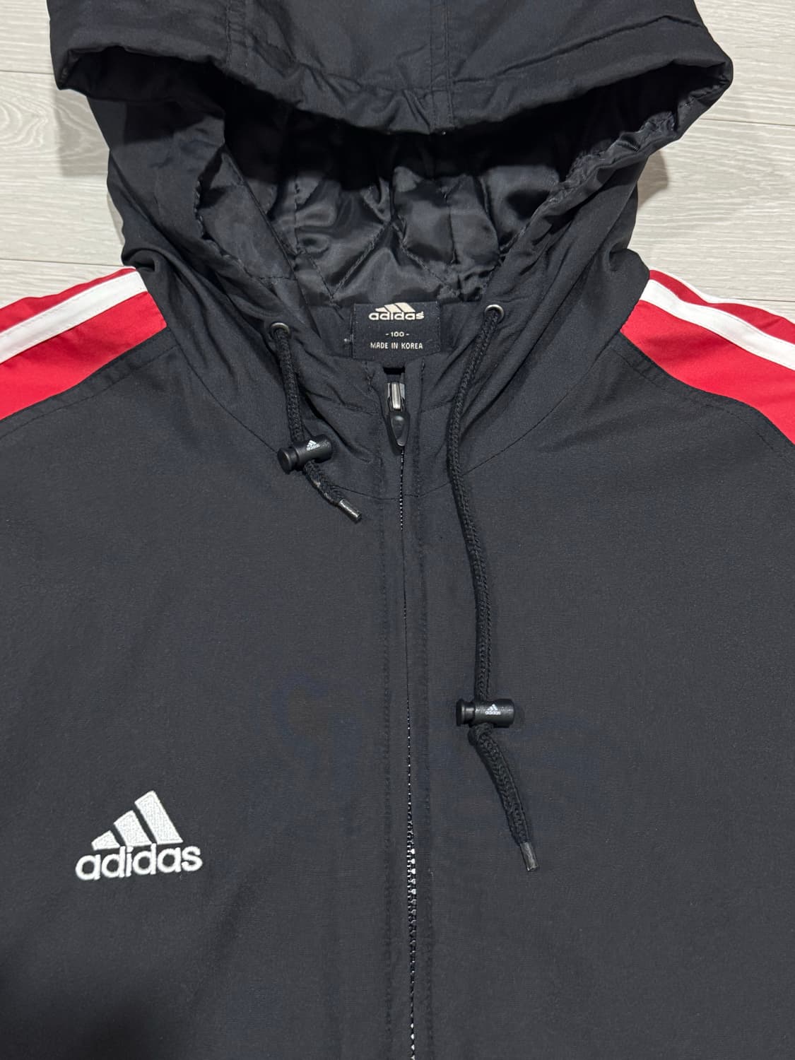 [100] 아디다스 올드스쿨 검/빨 빅로고 후드점퍼  상품이미지2