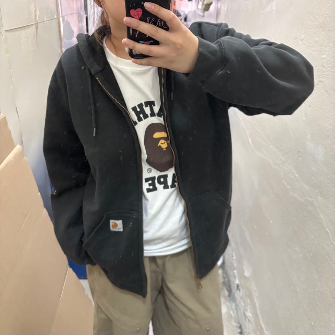 칼하트 블랙 후드집업 상품이미지1