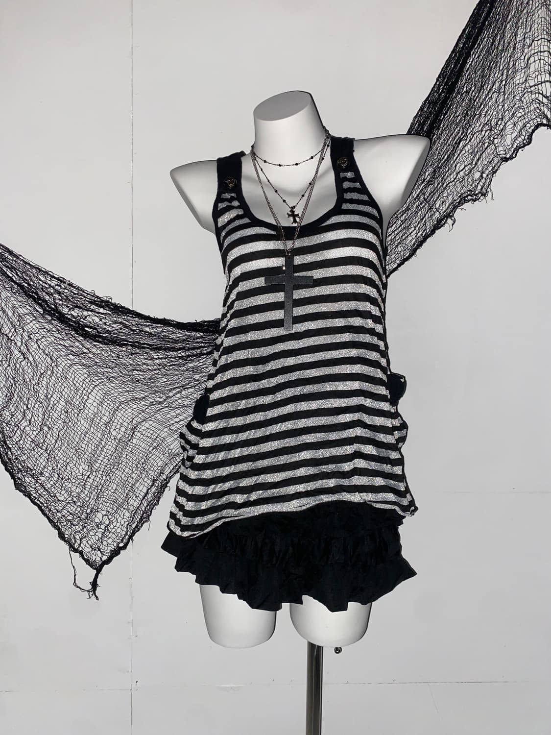 글리터 스트라이프 펑크 고딕 세트 ໒꒱ 상품이미지2