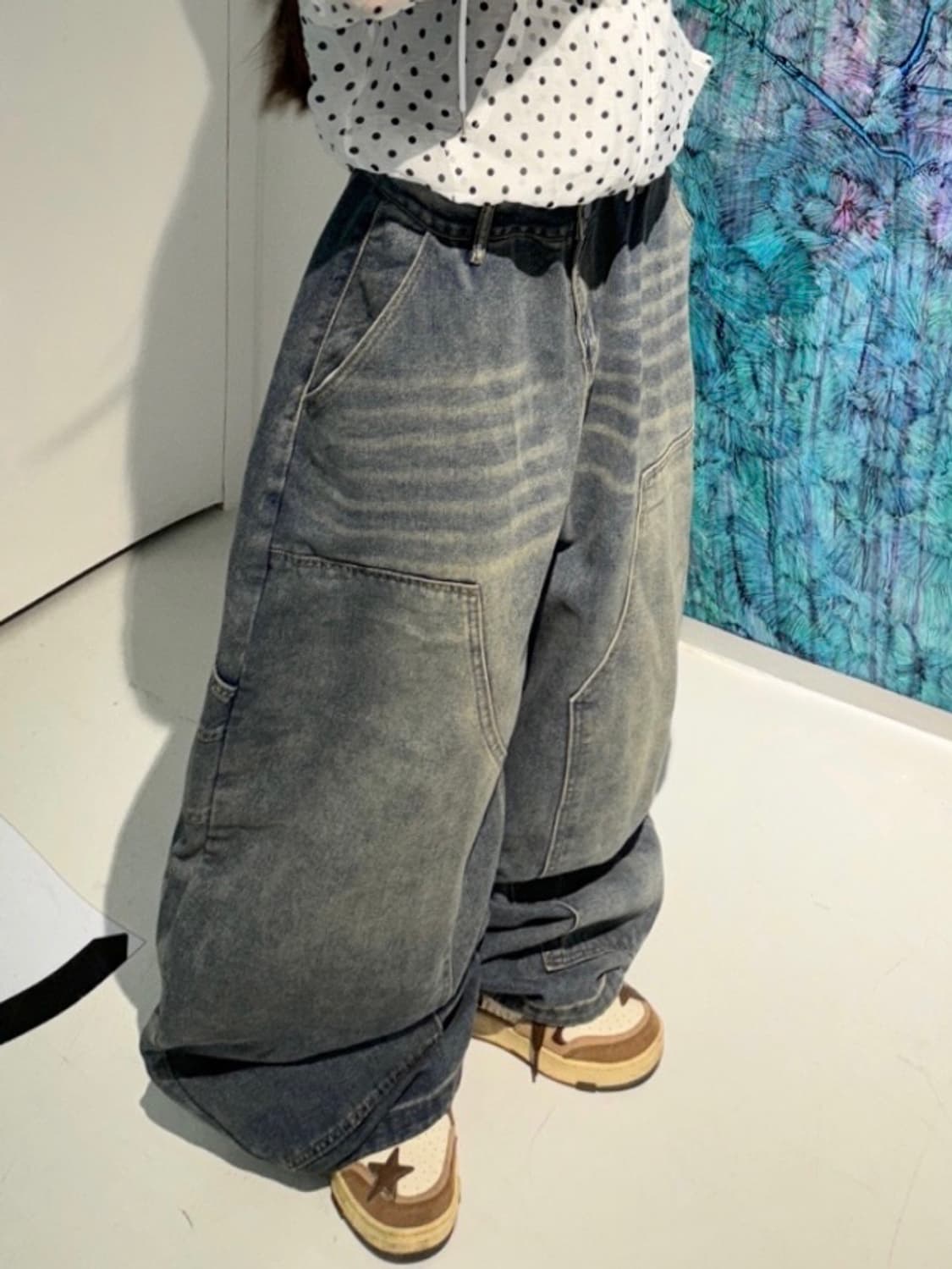 [unisex] 샌드 워크 더블니 워시드 와이드 벌룬pts 상품이미지7