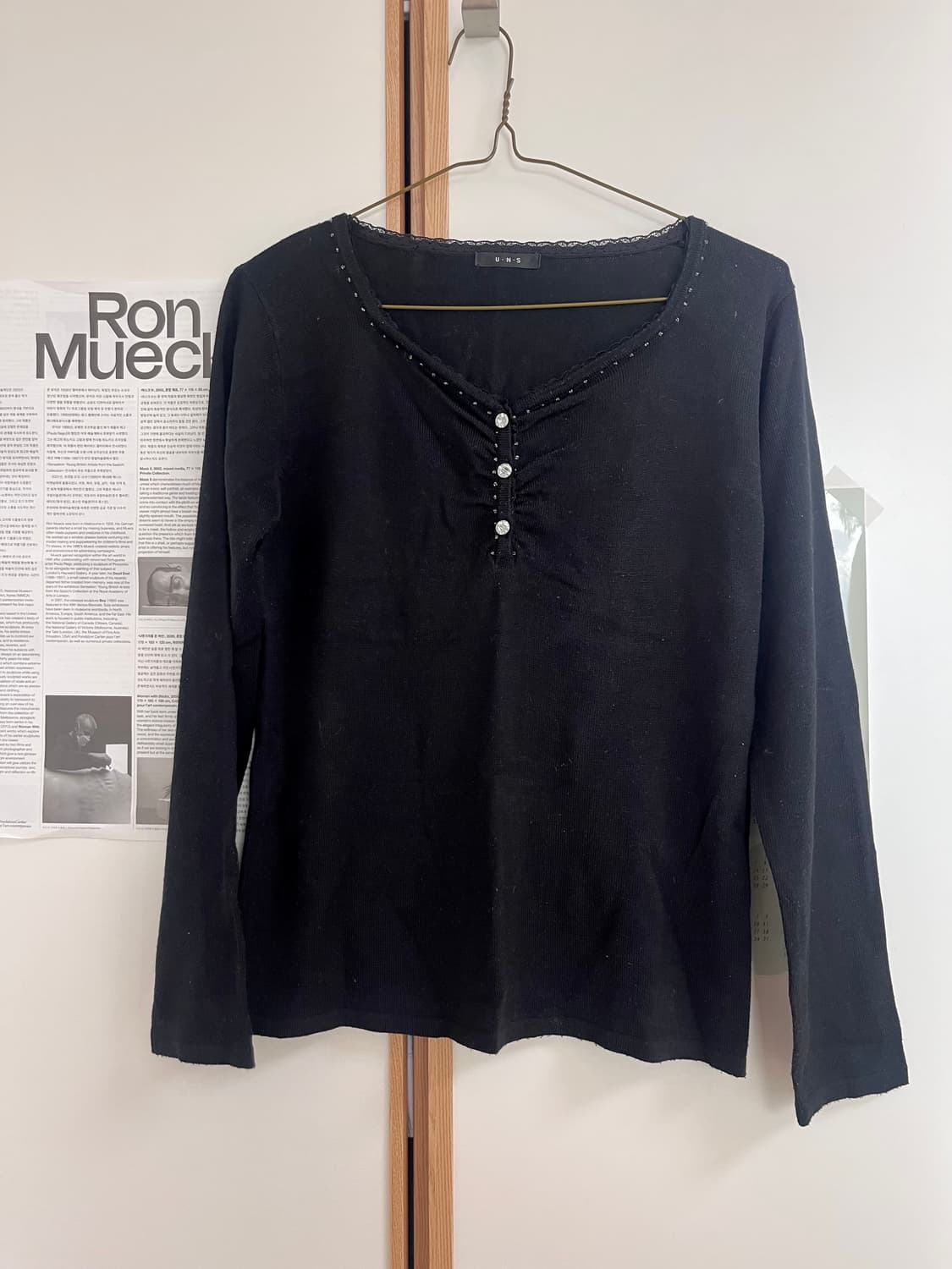 [빈티지] 블랙 레이스 셔링 티 상품이미지1