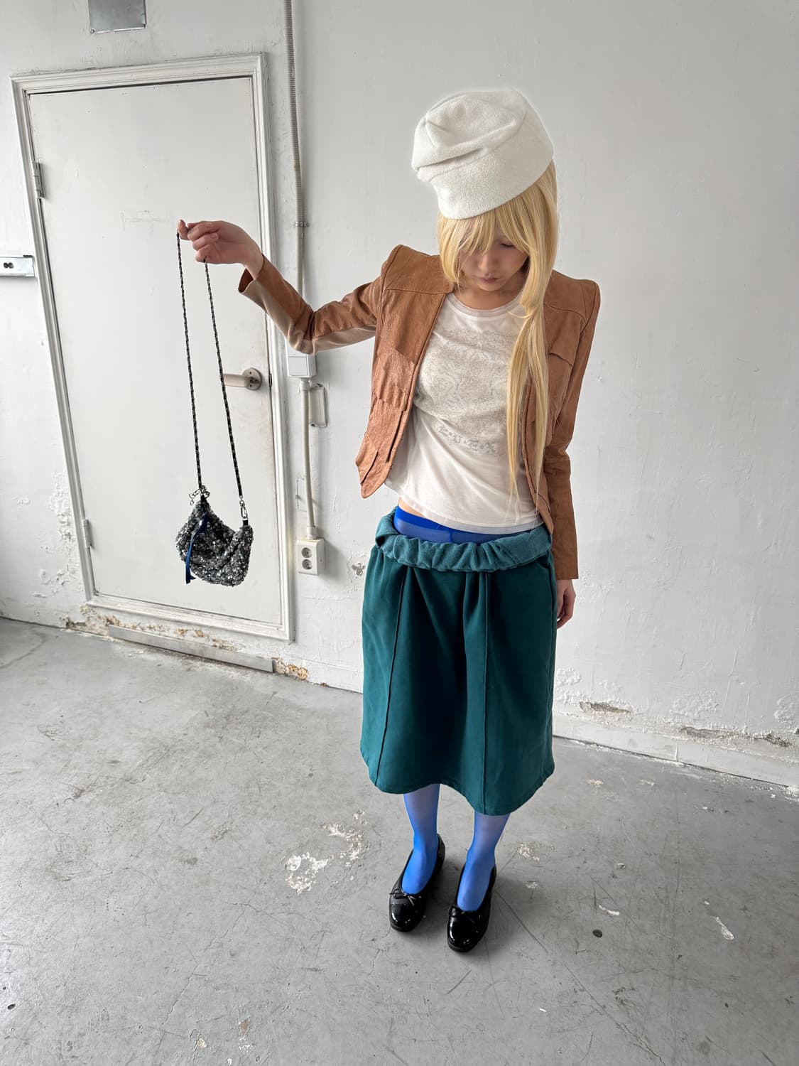 Cat soulder camel leather jacket 상품이미지4