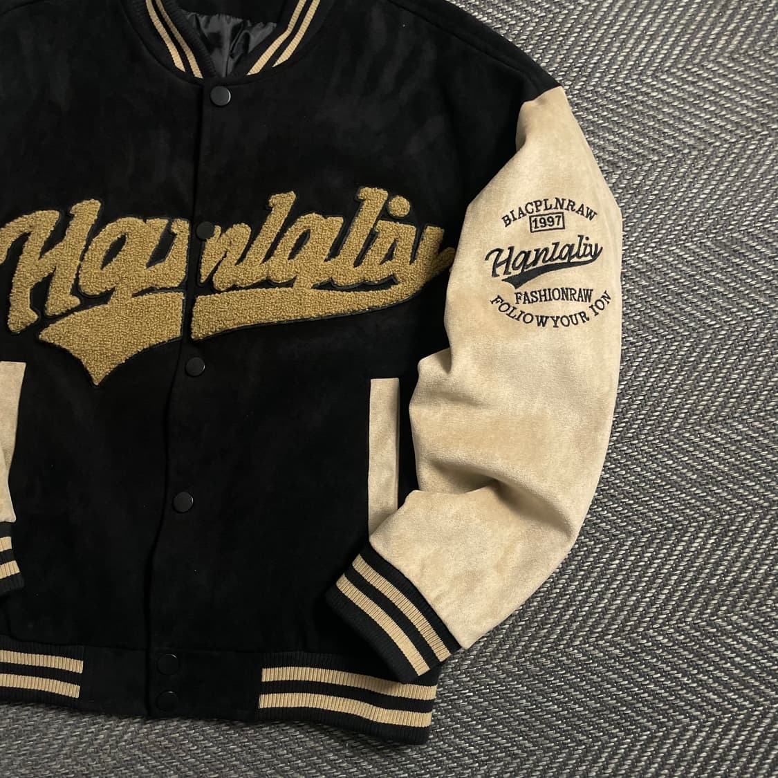 빈티지 Hanralis 빅로고 스웨이드 스타디움 바시티 자켓o 4971 상품이미지2