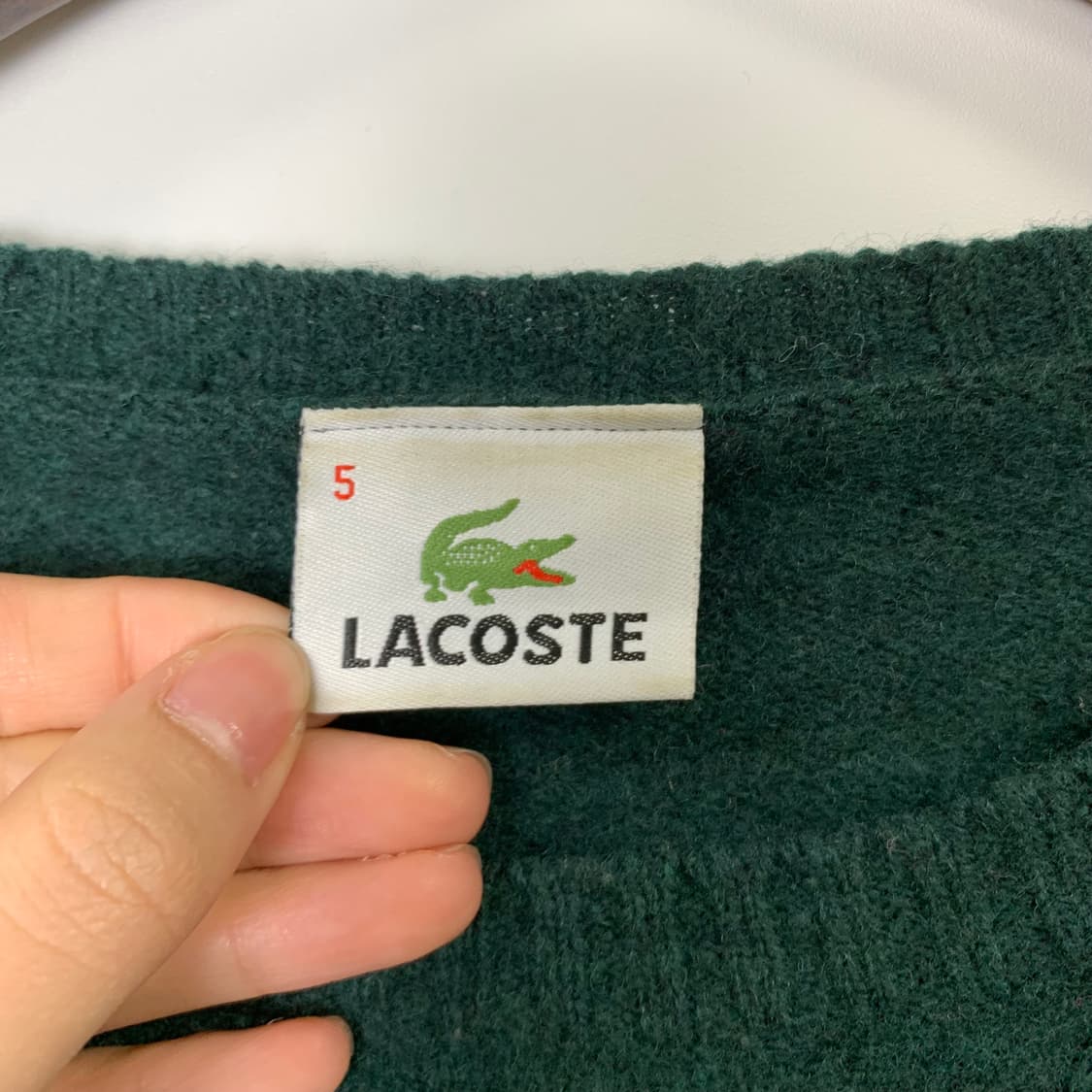 라코스테 자수로고 딥그린 라운드 니트 상품이미지5