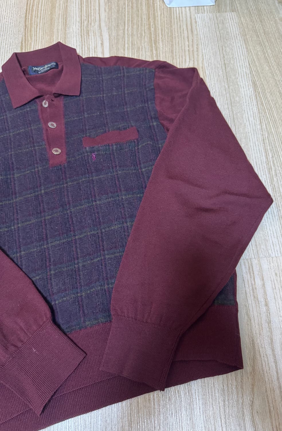 YSL 입생로랑 빈티지 버건디 니트 상품이미지6