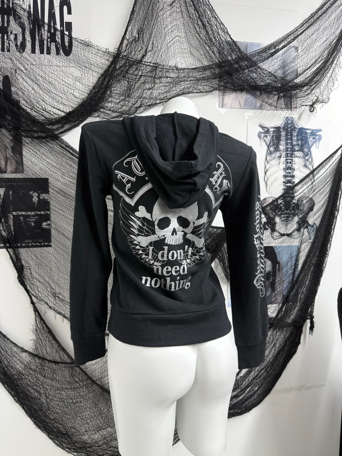 00s punk skull printing hood zipup 상품이미지2