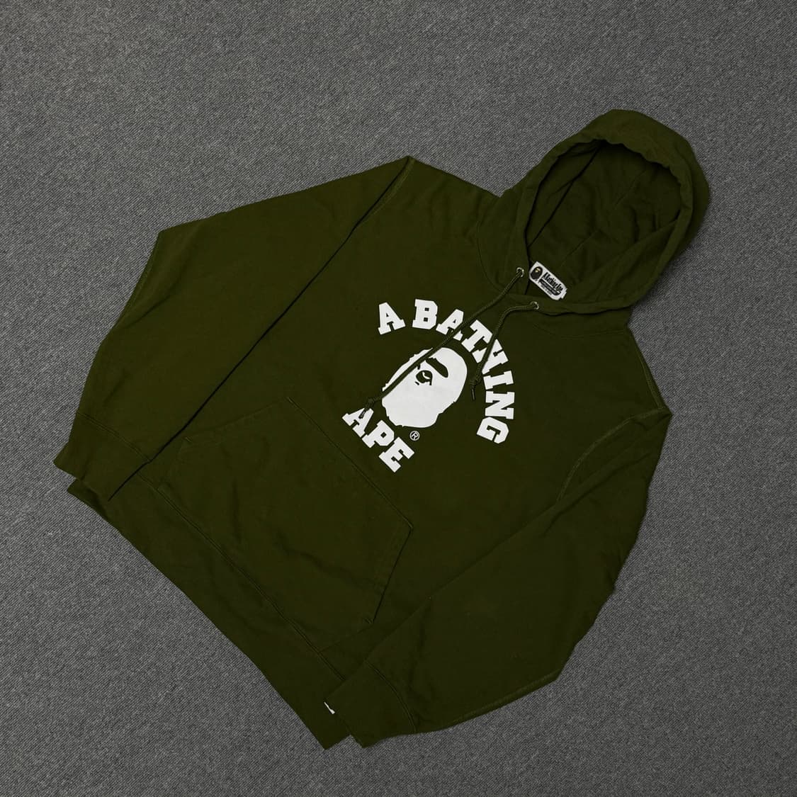 매장 정품) 베이프 컬리지 풀오버 후디 M 올리브 드랩 상품이미지2