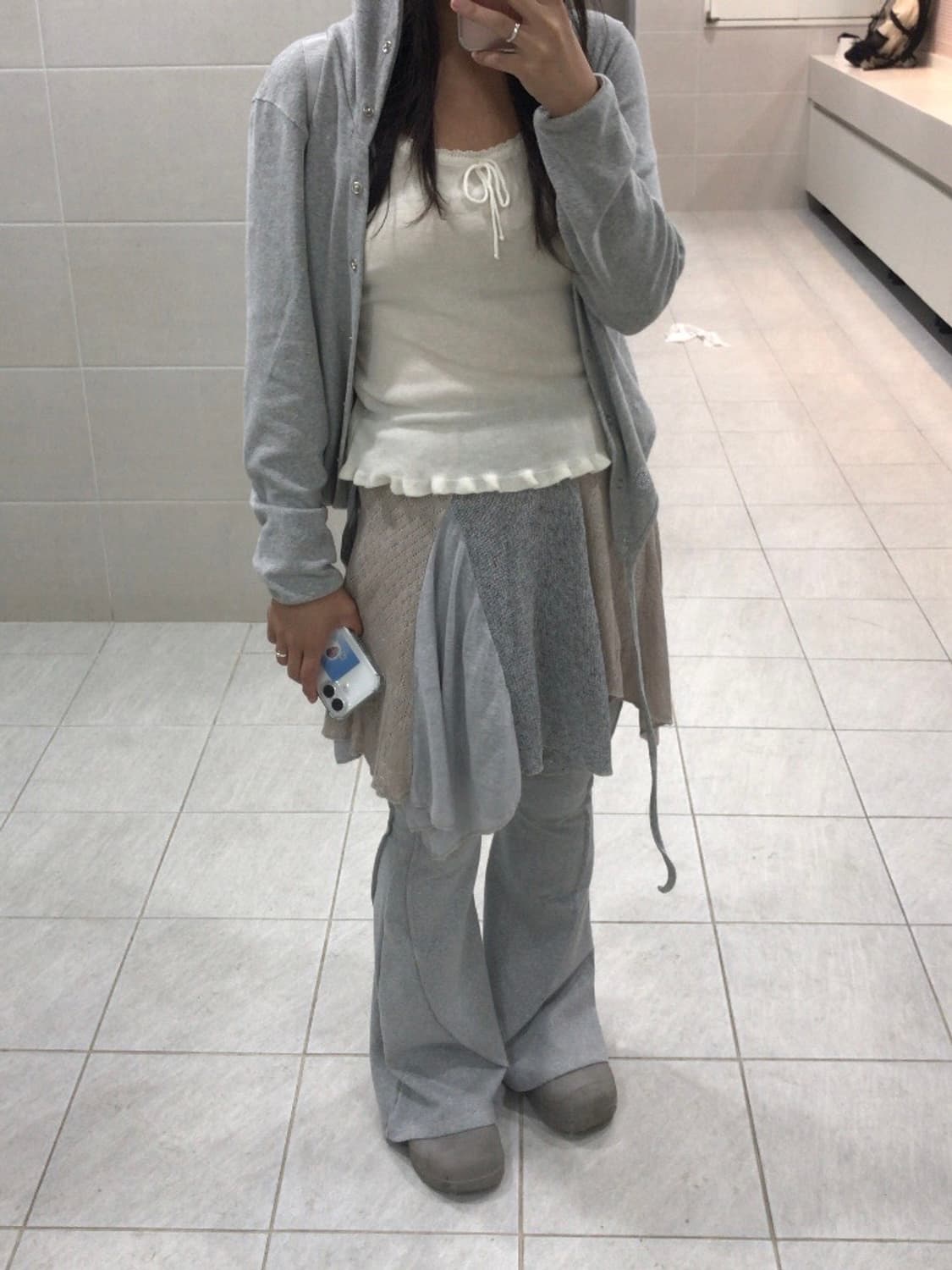 Cerric wrap hood cardigan gray 상품이미지8