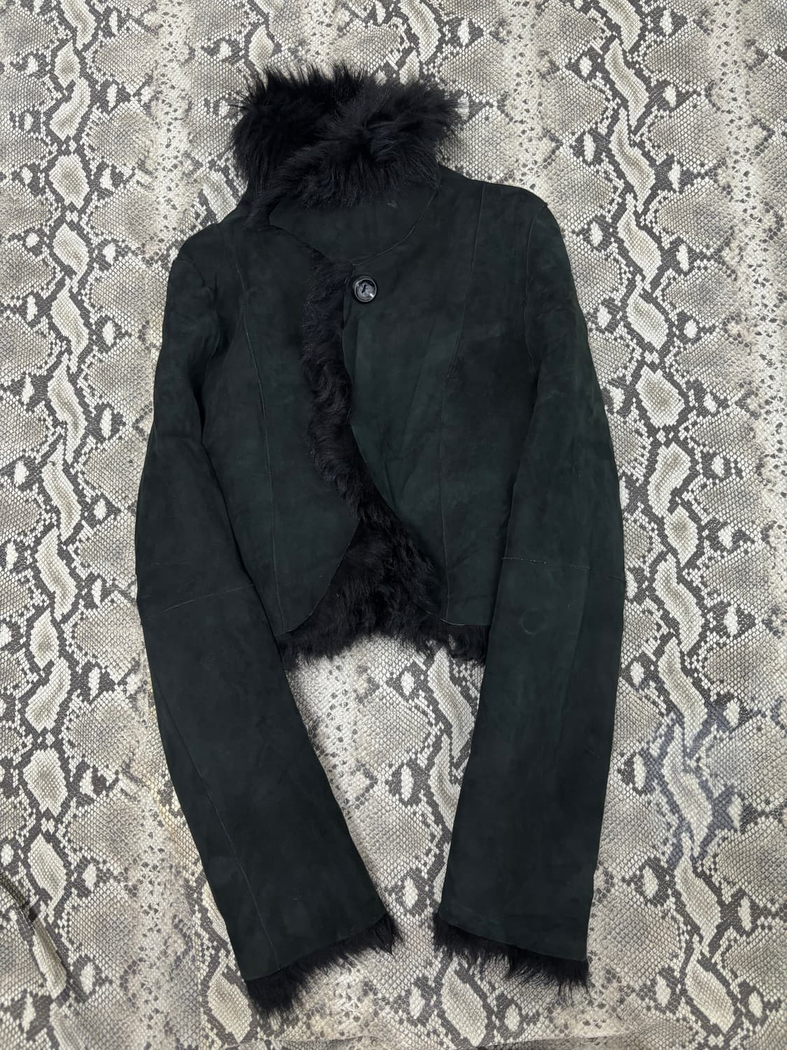 Vkei Black Fur Trimming Crop Leather Jac 상품이미지6