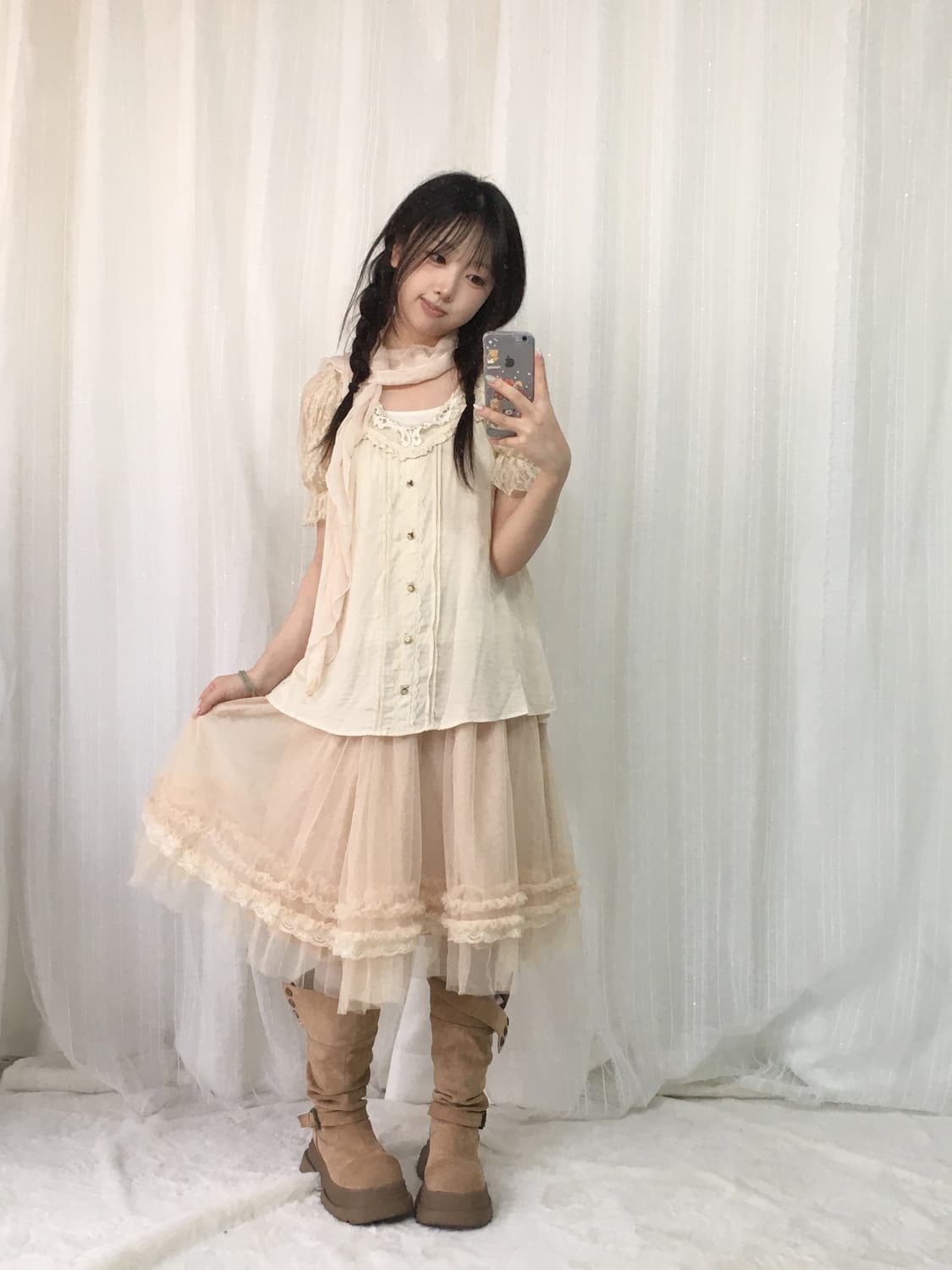 빈티지 엑시즈팜 어스뮤직 뮤트 베이지 페어리 코디세트 상품이미지2