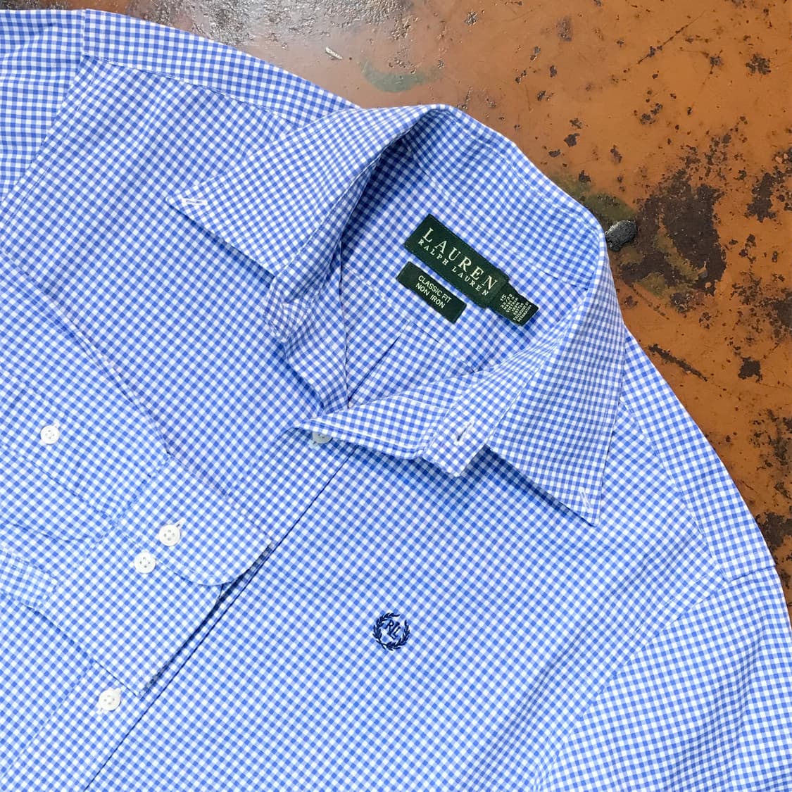 폴로랄프로렌 라이트 블루 깅엄 체크 셔츠 남성 105 사이즈  상품이미지3