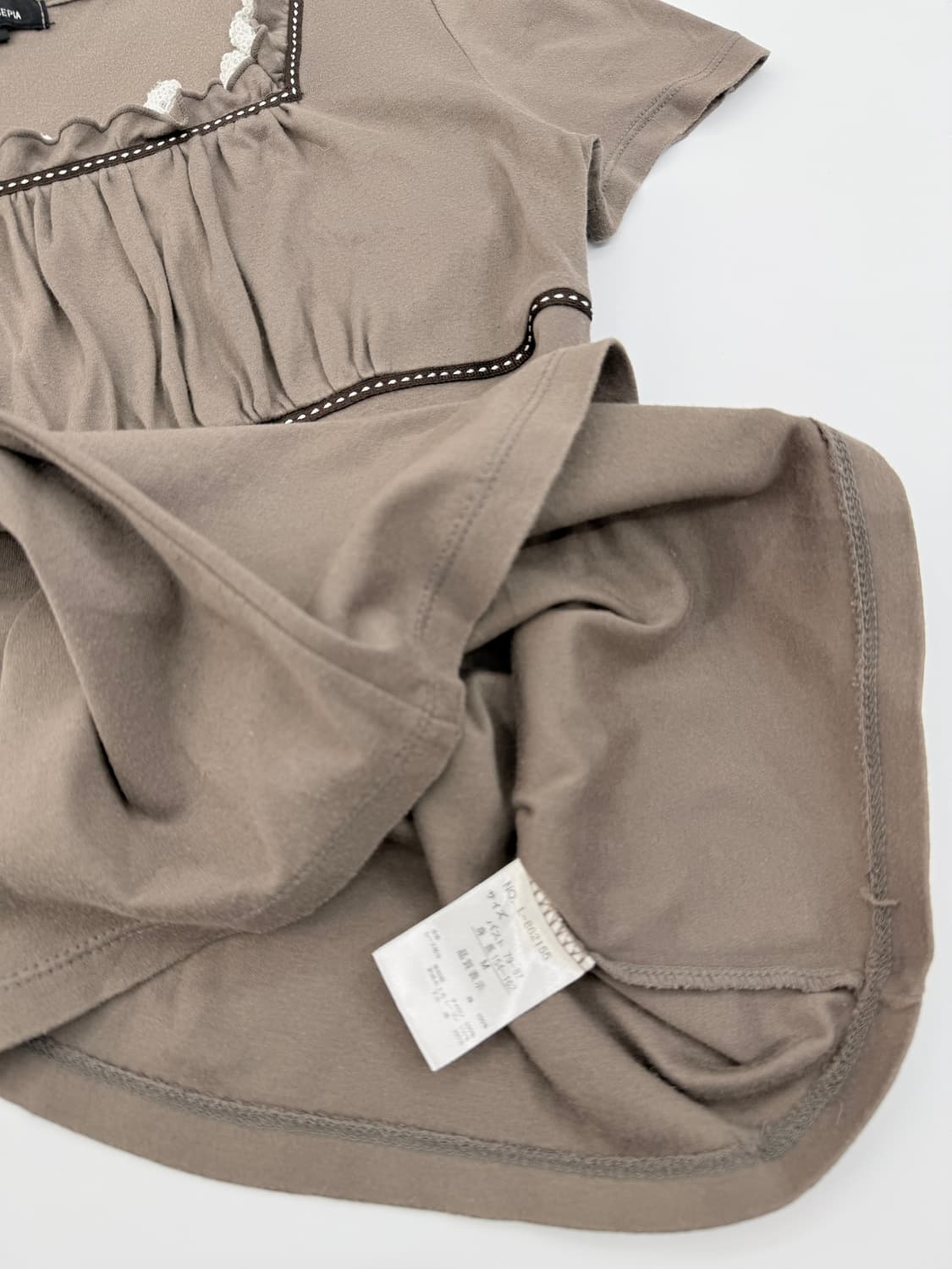 빈티지 BRUGGE SEPIA 브라운 셔링 프릴 블라우스 상품이미지4