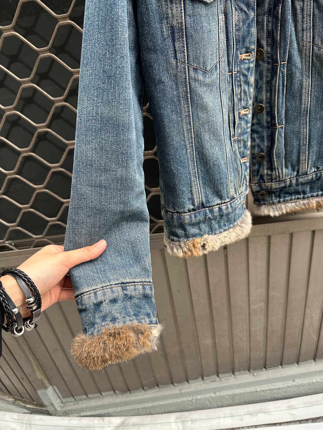 G2B2 denim rabbit fur trimming jacket 상품이미지2