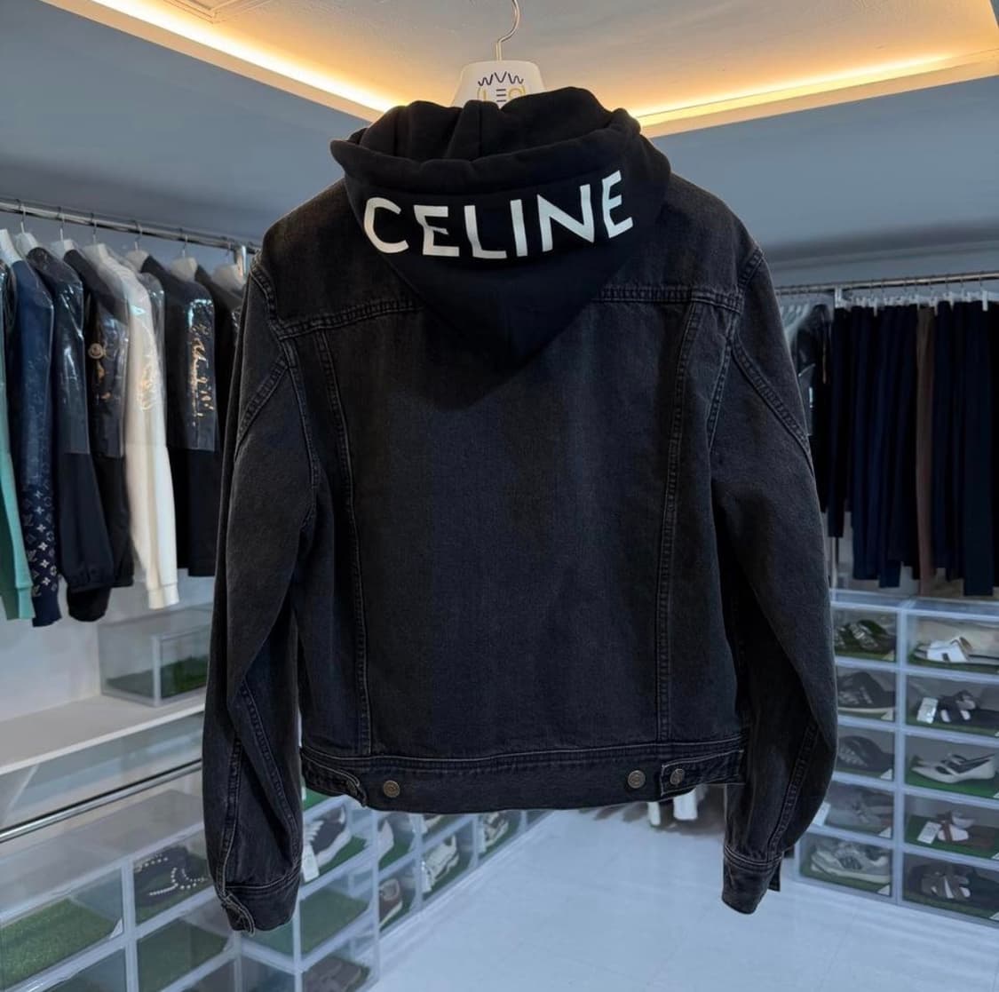 [리오브전포점] 셀린느 백로고 흑청 후드 데님 자켓 상품이미지1