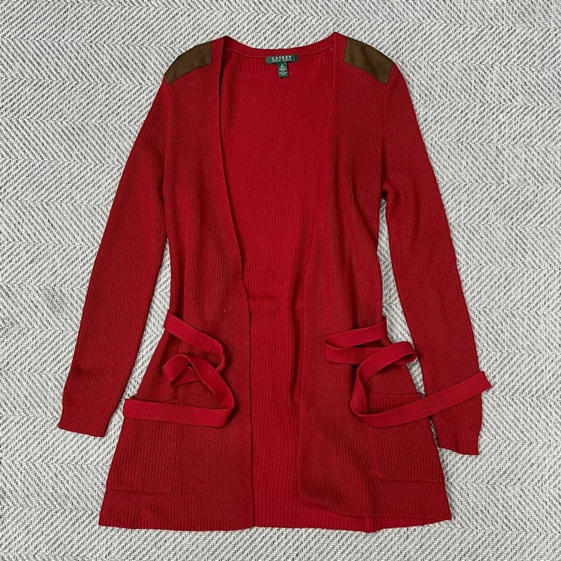 로렌 랄프로렌 스웨이드 패치 로브 가디건 v0688 상품이미지5