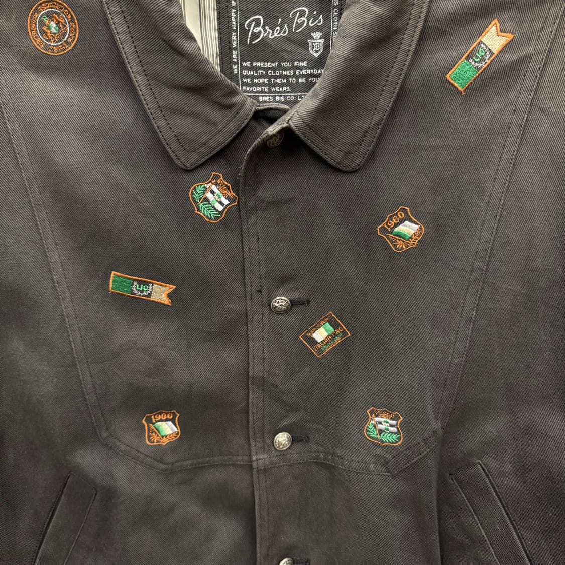 90s JPN VINTAGE 자수 패치워크 봄버 자켓 차콜 그레이 상품이미지6