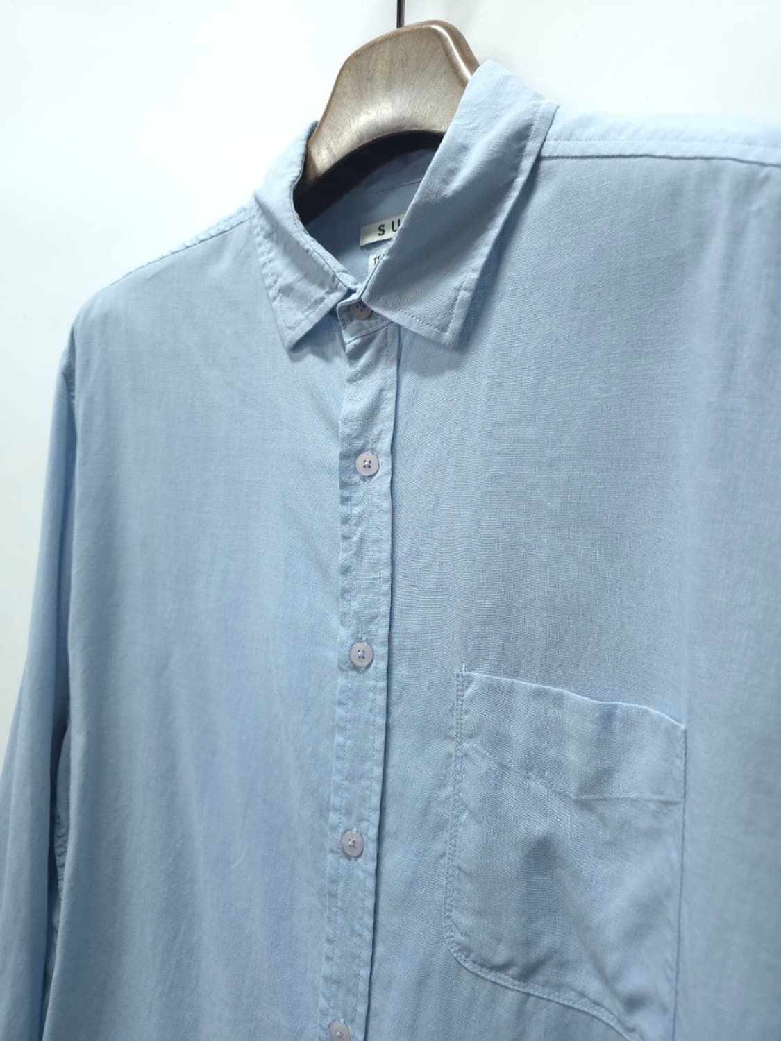 수아레(봄여름용) 텐셀 린넨 셔츠 스카이블루 (L) 상품이미지6